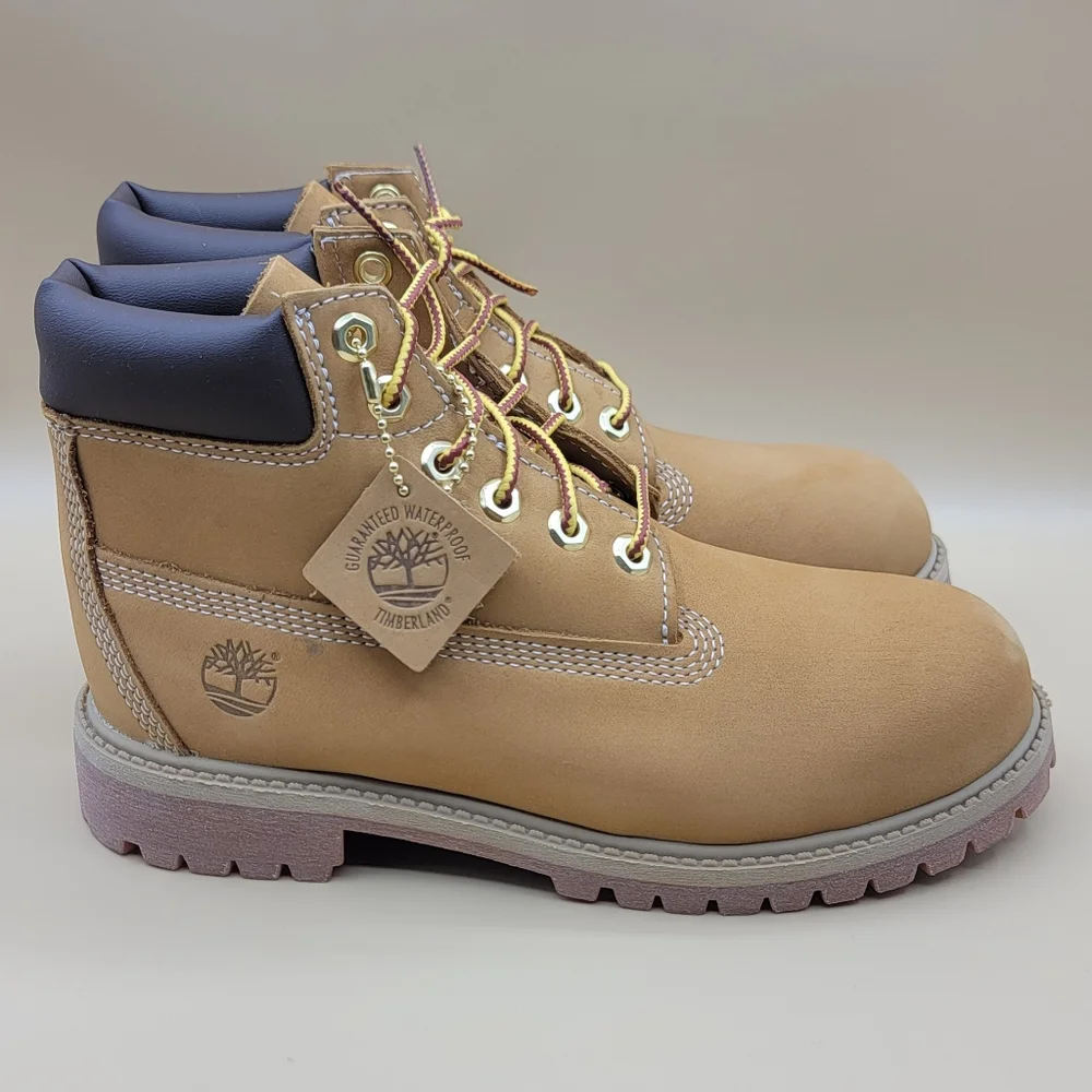 Timberland Premium 6 Inch Waterproof Wheat Boots Youth Kids Size 3 M New W/Box
